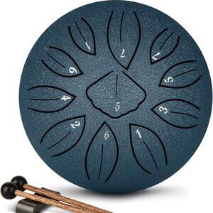 Steel Tongue Drum 6 Inch 11 Notes Hand Drums for Musical Education Yoga (navy)